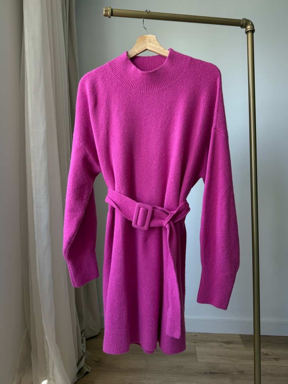 & Other Stories Belted Knit Mini Dress Neutral L - Picture 2 of 10